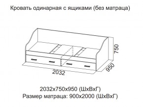 Кровать одинарная с ящиками (Без матраца 0,9*2,0) в Усолье - usole.магазин96.com | фото